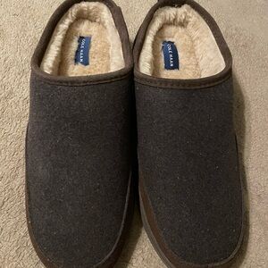 Cole Haan Brown Wool-Like Slip-On Slippers with Cream Lining